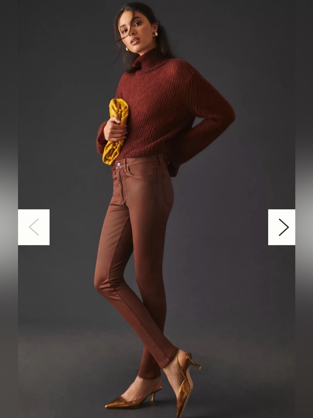 NWT Anthropologie Joe's Charlie Ankle Coated Jeans in Chocolate Maple Brown.